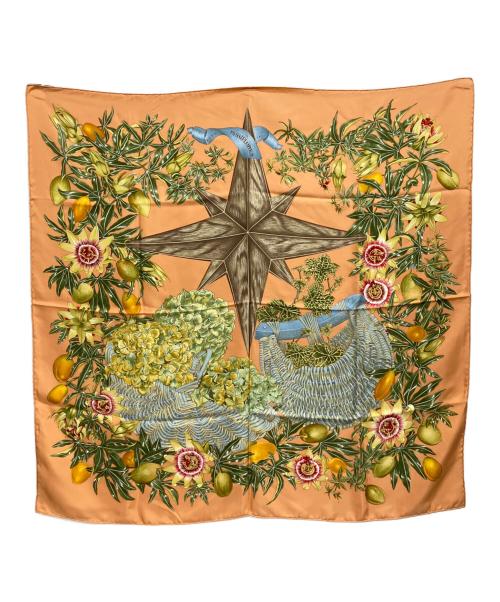 HERMES（エルメス）HERMES (エルメス) カレ90 PASSIFLORES / シルクスカーフ ピンクの古着・服飾アイテム