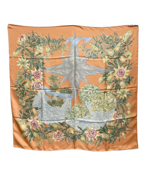 HERMES（エルメス）HERMES (エルメス) カレ90 PASSIFLORES / シルクスカーフ ピンクの古着・服飾アイテム