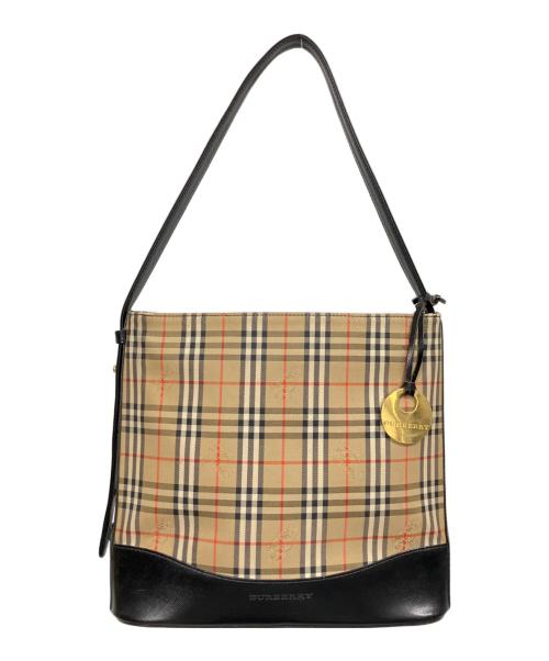 BURBERRY（バーバリー）BURBERRY (バーバリー) ワンショルダーバッグ ブラック×ベージュの古着・服飾アイテム