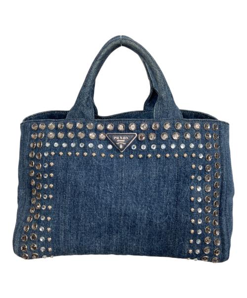 PRADA（プラダ）PRADA (プラダ) カナパ ラインストーンデニムショルダーバッグ インディゴの古着・服飾アイテム
