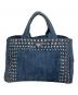 PRADA (プラダ) カナパ ラインストーンデニムショルダーバッグ インディゴ：65000円