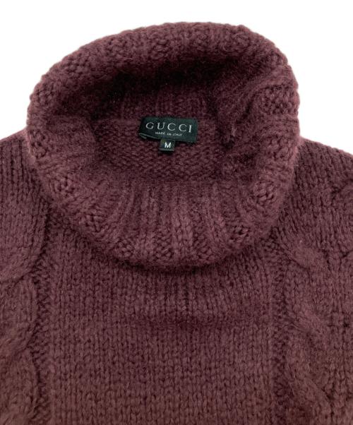 GUCCI（グッチ）GUCCI (グッチ) ハイネックケーブルニット パープル サイズ:Mの古着・服飾アイテム