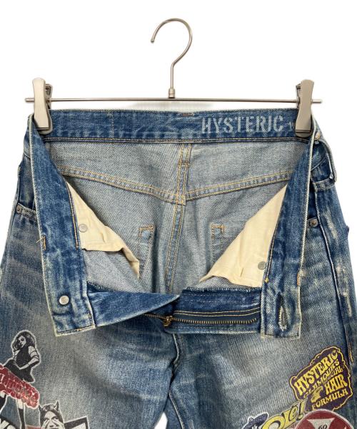 Hysteric Glamour（ヒステリックグラマー）Hysteric Glamour (ヒステリックグラマー) HG STICKERS スリムストレートデニムパンツ グリーン サイズ:28の古着・服飾アイテム