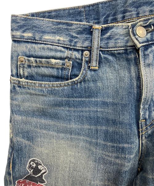 Hysteric Glamour（ヒステリックグラマー）Hysteric Glamour (ヒステリックグラマー) HG STICKERS スリムストレートデニムパンツ グリーン サイズ:28の古着・服飾アイテム