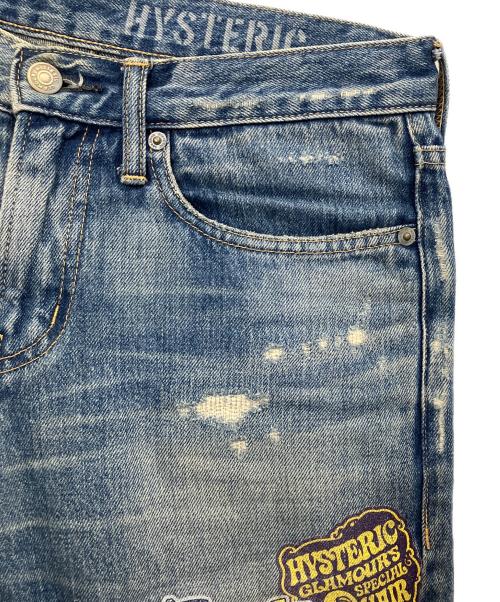 Hysteric Glamour（ヒステリックグラマー）Hysteric Glamour (ヒステリックグラマー) HG STICKERS スリムストレートデニムパンツ グリーン サイズ:28の古着・服飾アイテム
