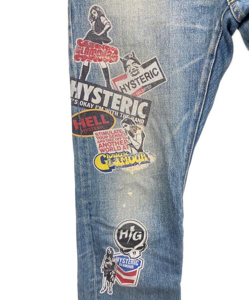 Hysteric Glamour（ヒステリックグラマー）Hysteric Glamour (ヒステリックグラマー) HG STICKERS スリムストレートデニムパンツ グリーン サイズ:28の古着・服飾アイテム