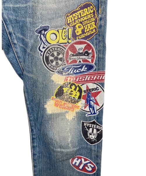Hysteric Glamour（ヒステリックグラマー）Hysteric Glamour (ヒステリックグラマー) HG STICKERS スリムストレートデニムパンツ グリーン サイズ:28の古着・服飾アイテム