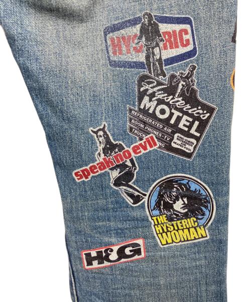 Hysteric Glamour（ヒステリックグラマー）Hysteric Glamour (ヒステリックグラマー) HG STICKERS スリムストレートデニムパンツ グリーン サイズ:28の古着・服飾アイテム