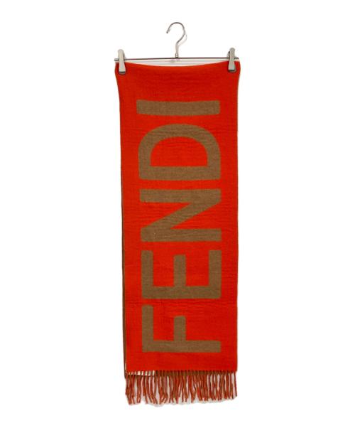 FENDI（フェンディ）FENDI (フェンディ) カシミヤ混大判マフラー オレンジ×ベージュ サイズ:TUの古着・服飾アイテム