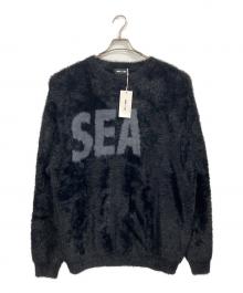 WIND AND SEA（ウィンダンシー）の古着「シャギー ビッグロゴ ニット セーター」｜ブラック