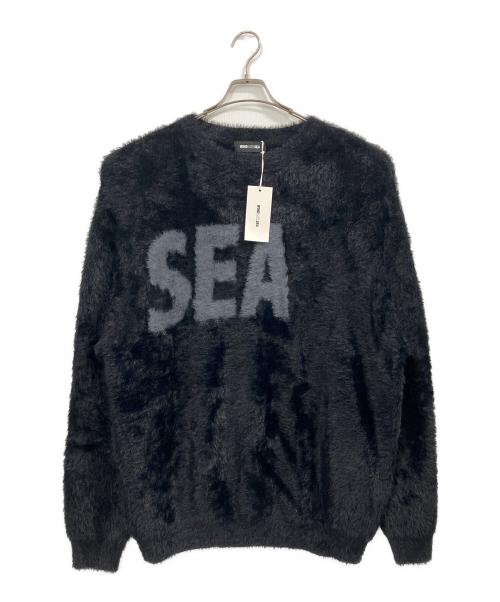 WIND AND SEA（ウィンダンシー）WIND AND SEA (ウィンダンシー) シャギー ビッグロゴ ニット セーター ブラック サイズ:Lの古着・服飾アイテム