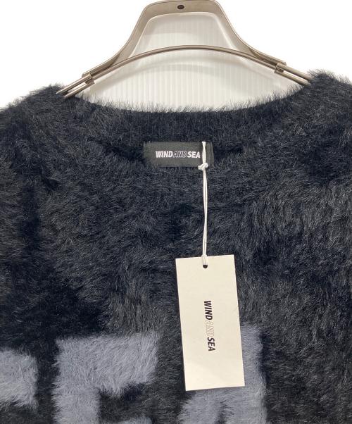 WIND AND SEA（ウィンダンシー）WIND AND SEA (ウィンダンシー) シャギー ビッグロゴ ニット セーター ブラック サイズ:Lの古着・服飾アイテム