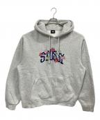stussyステューシー）の古着「Collegiate Floral Applique Hoodie / プルオーバーパーカー」｜グレー