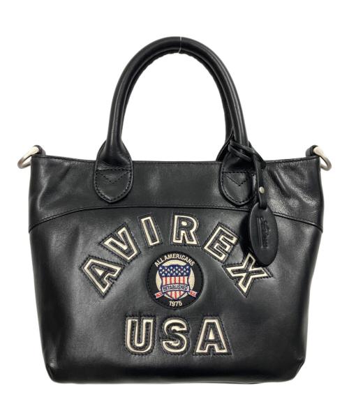 AVIREX（アヴィレックス）AVIREX (アヴィレックス) バーシティー レザー ミニ トートバッグ ブラックの古着・服飾アイテム
