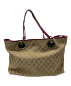 GUCCIグッチ）の古着「トートバッグ」｜ベージュ×レッド