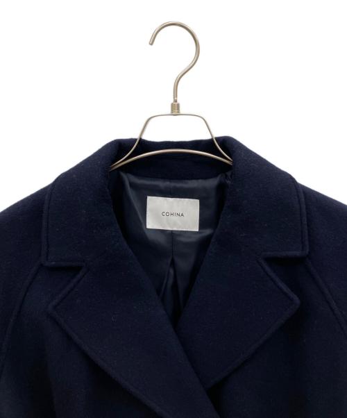 COHINA（コヒナ）COHINA (コヒナ) ウールビーバーミドル丈コート ネイビー サイズ:FREEの古着・服飾アイテム