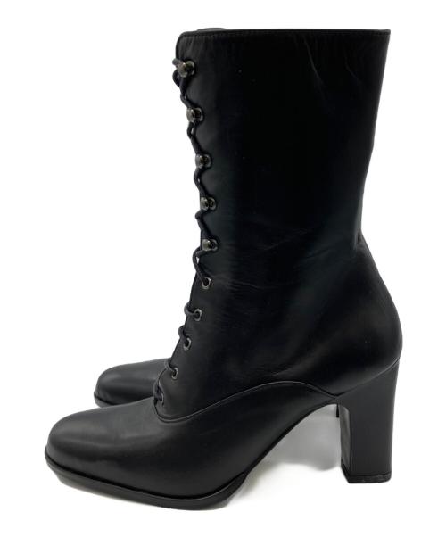 Yves Saint Laurent（イヴサンローラン）Yves Saint Laurent (イヴサンローラン) レースアップブーツ ブラック サイズ:22.5の古着・服飾アイテム