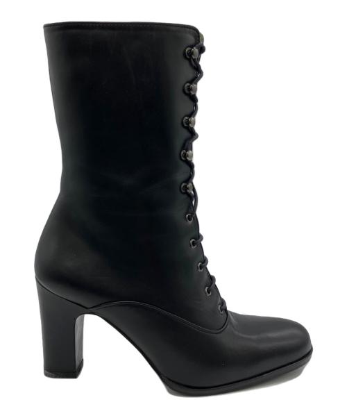 Yves Saint Laurent（イヴサンローラン）Yves Saint Laurent (イヴサンローラン) レースアップブーツ ブラック サイズ:22.5の古着・服飾アイテム