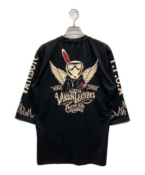 VANSON LEATHERS（ヴァンソン レザーズ）VANSON LEATHERS (ヴァンソン レザーズ) 7分袖カットソー ブラック サイズ:XLの古着・服飾アイテム