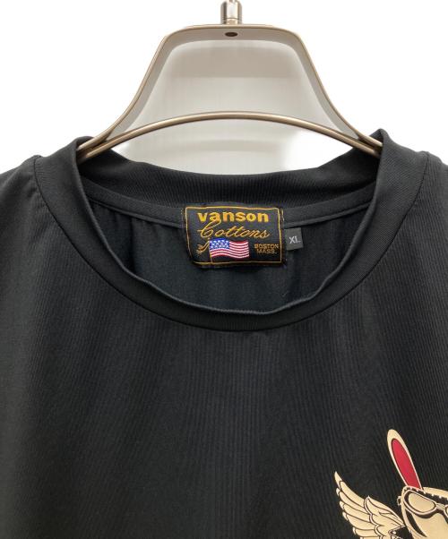 VANSON LEATHERS（ヴァンソン レザーズ）VANSON LEATHERS (ヴァンソン レザーズ) 7分袖カットソー ブラック サイズ:XLの古着・服飾アイテム