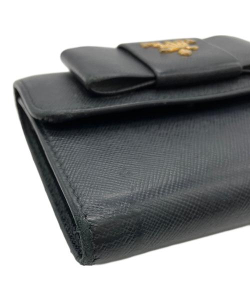 PRADA（プラダ）PRADA (プラダ) サフィアーノ　3つ折り財布 ブラックの古着・服飾アイテム