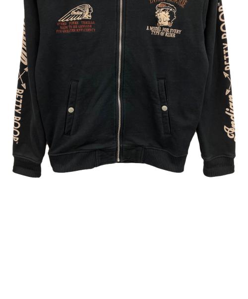 INDIAN（インディアン）INDIAN (インディアン) ベティ・ブープ刺繍　ジップパーカー ブラック サイズ:Lの古着・服飾アイテム