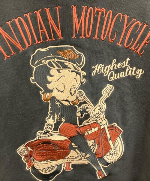 INDIAN（インディアン）INDIAN (インディアン) ベティ・ブープ刺繍　ジップパーカー ブラック サイズ:Lの古着・服飾アイテム