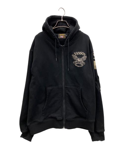 VANSON（バンソン）VANSON (バンソン) ジップパーカー ブラック サイズ:Lの古着・服飾アイテム
