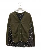 sacaiサカイ）の古着「薄手カーディガン」｜ブラック×オリーブ