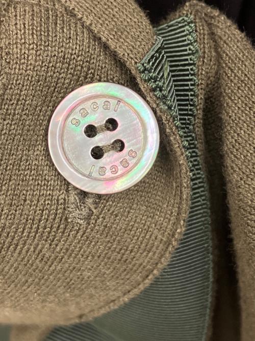 sacai（サカイ）sacai (サカイ) 薄手カーディガン ブラック×オリーブ サイズ:1の古着・服飾アイテム