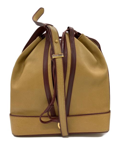 Cartier（カルティエ）Cartier (カルティエ) 巾着ショルダーバッグ ブラウン×レッドの古着・服飾アイテム