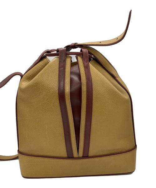 Cartier（カルティエ）Cartier (カルティエ) 巾着ショルダーバッグ ブラウン×レッドの古着・服飾アイテム