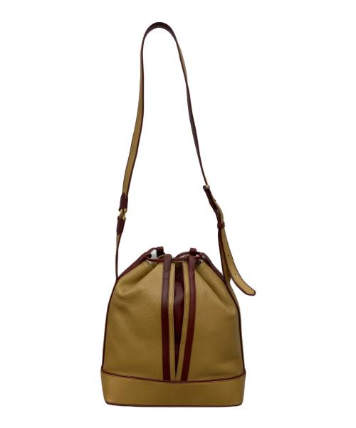 Cartier（カルティエ）Cartier (カルティエ) 巾着ショルダーバッグ ブラウン×レッドの古着・服飾アイテム