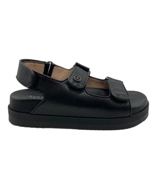 GUCCI（グッチ）GUCCI (グッチ) ダブルG シャークソール ストラップ サンダル ブラック サイズ:23.5の古着・服飾アイテム