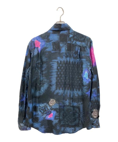 LOUIS VUITTON（ルイ ヴィトン）LOUIS VUITTON (ルイ ヴィトン) ソルトダミエ総柄シルクシャツ ブラック×ブルー サイズ:Mの古着・服飾アイテム