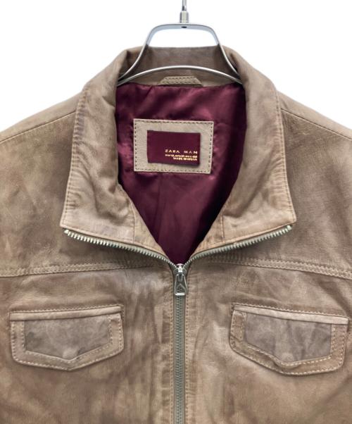 ZARA（ザラ）ZARA (ザラ) レザージャケット ブラウン サイズ:XLの古着・服飾アイテム