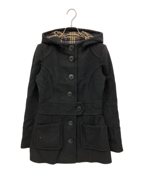 BURBERRY BLUE LABEL（バーバリー ブルー レーベル）BURBERRY BLUE LABEL (バーバリー ブルー レーベル) フーデッドコート ブラック サイズ:36の古着・服飾アイテム