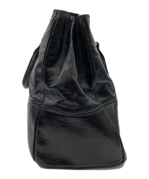 PRADA（プラダ）PRADA (プラダ) VITELLO SHINE　レザートートバッグ ブラックの古着・服飾アイテム