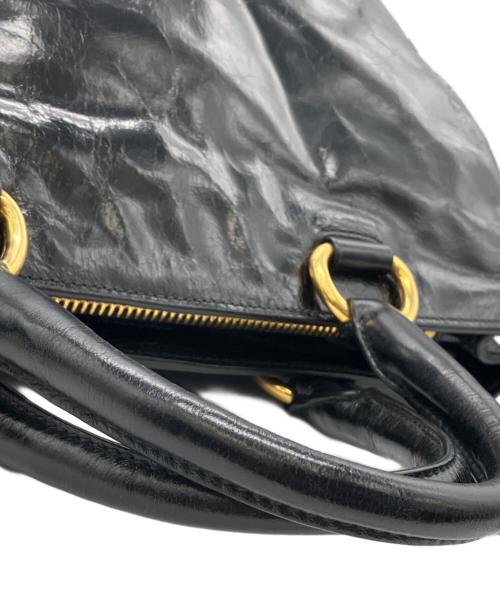 PRADA（プラダ）PRADA (プラダ) VITELLO SHINE　レザートートバッグ ブラックの古着・服飾アイテム