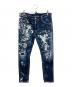 DSQUARED2（ディースクエアード）の古着「ペイント加工・バックロゴパッチ・フロントロゴタグ付きスプラッシュクラッシュデニム」｜インディゴ