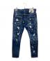 DSQUARED2 (ディースクエアード) ペイント加工・バックロゴパッチ・フロントロゴタグ付きスプラッシュクラッシュデニム インディゴ サイズ:52：30000円