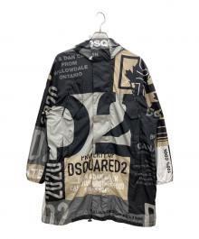 DSQUARED2（ディースクエアード）の古着「GREY Coat with logo/ナイロンコート」｜グレー×ベージュ