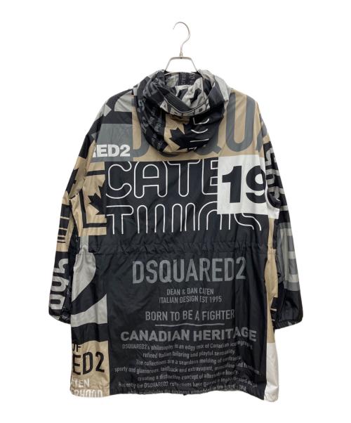 DSQUARED2（ディースクエアード）DSQUARED2 (ディースクエアード) GREY Coat with logo/ナイロンコート グレー×ベージュ サイズ:XSの古着・服飾アイテム