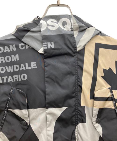 DSQUARED2（ディースクエアード）DSQUARED2 (ディースクエアード) GREY Coat with logo/ナイロンコート グレー×ベージュ サイズ:XSの古着・服飾アイテム
