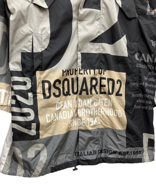 DSQUARED2（ディースクエアード）DSQUARED2 (ディースクエアード) GREY Coat with logo/ナイロンコート グレー×ベージュ サイズ:XSの古着・服飾アイテム