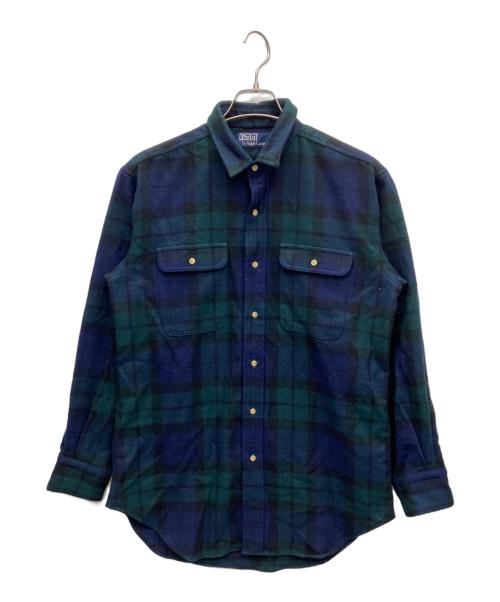 POLO RALPH LAUREN（ポロ・ラルフローレン）POLO RALPH LAUREN (ポロ・ラルフローレン) 長袖シャツ ネイビー×グリーン サイズ:Lの古着・服飾アイテム