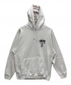 stussyステューシー）の古着「プルオーバーパーカー」｜ホワイト