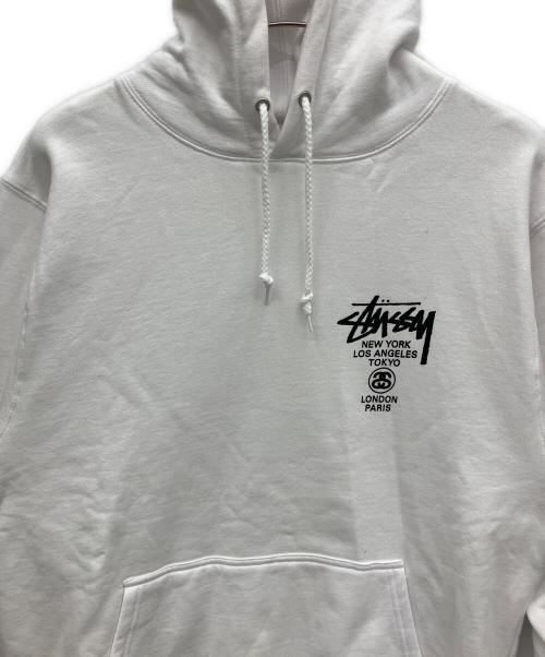 stussy（ステューシー）stussy (ステューシー) プルオーバーパーカー ホワイト サイズ:Lの古着・服飾アイテム