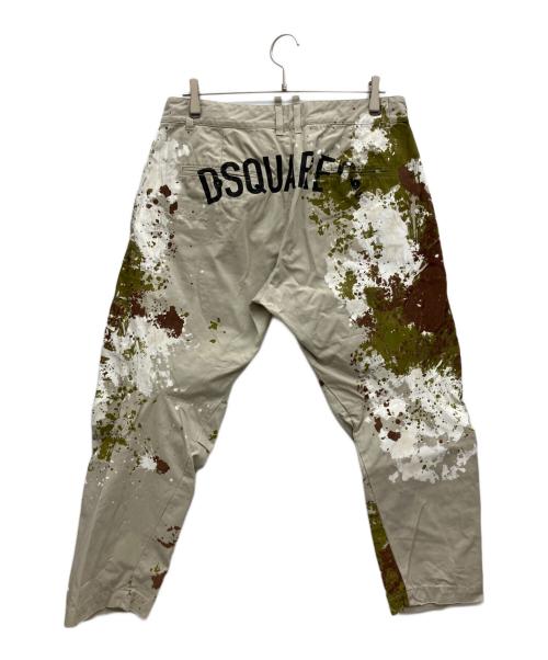 DSQUARED2（ディースクエアード）DSQUARED2 (ディースクエアード) ロゴペイントパンツ ベージュ サイズ:48の古着・服飾アイテム
