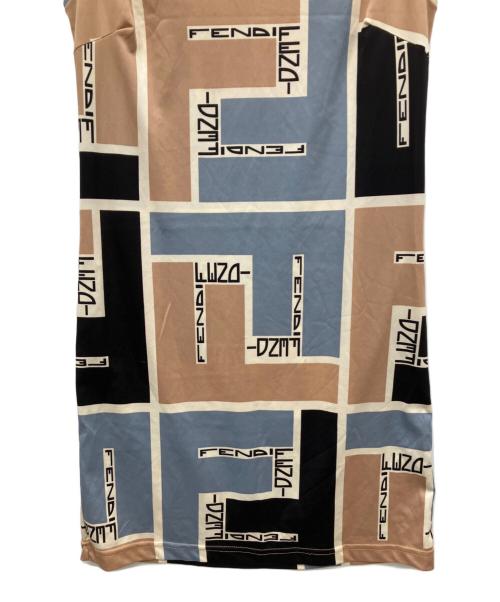 FENDI（フェンディ）FENDI (フェンディ) ノースリーブワンピース ブルー×ベージュ サイズ:42の古着・服飾アイテム